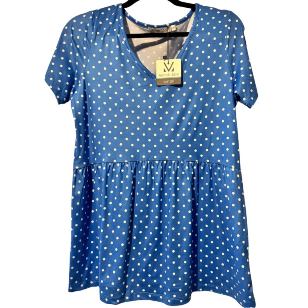 Blue Polka Dot Top